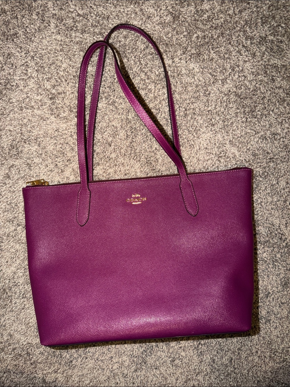 Coach Pebbled Leather Tote in Plum Purple